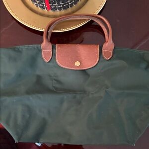 Longchamp Green and Brown Tote Bag